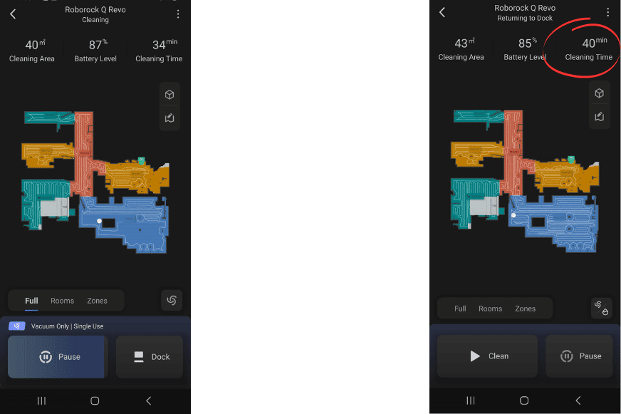 Скорость навигации Roborock Q Revo.